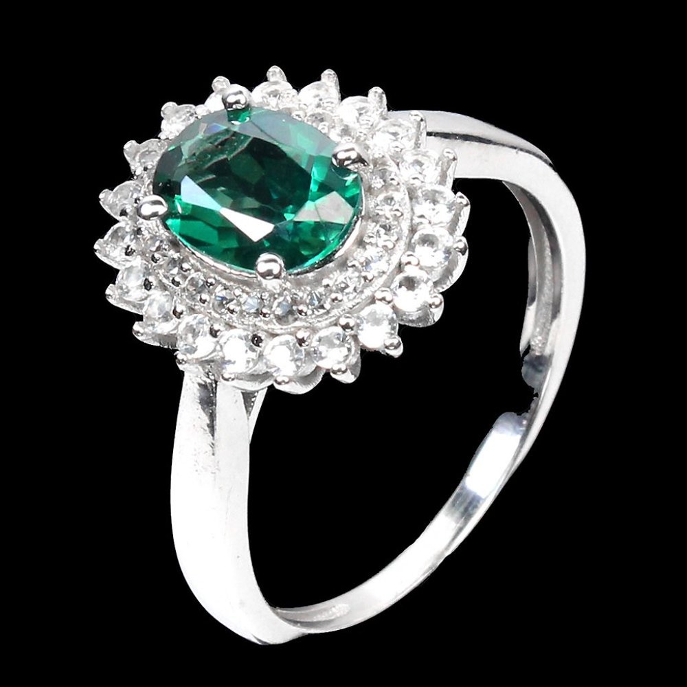 Green Topaz Natural Gemstone  .925 Sterling Silver Oval Ring